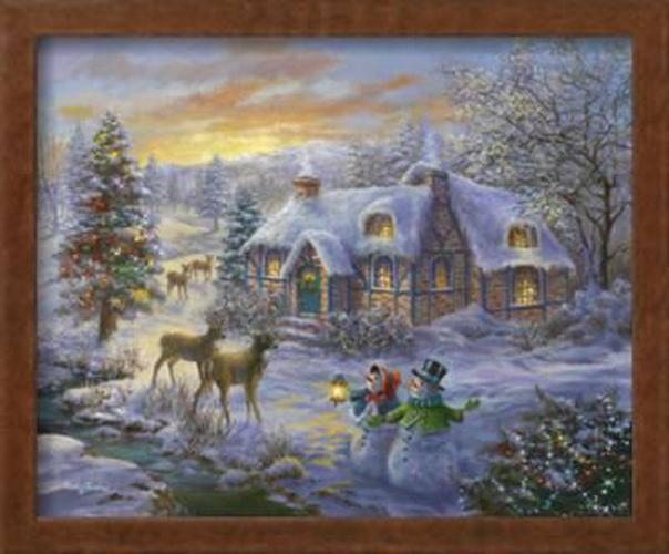 Christmas Cottage， Framed Art Print UnFramed Wall Art by Nicky Boehme Sold by Art.Com