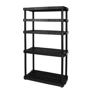 GRACIOUS LIVING Black 5-Tier Heavy Duty Plastic Garage Storage Shelving Unit (36 in. W x 72 in. H x 18 in. D) 91069MAXIT-1C