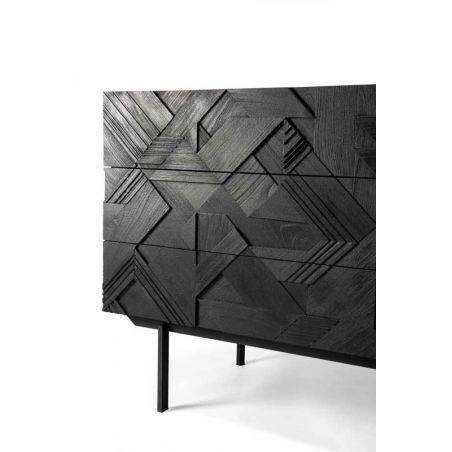 GRAPHIC COMMODE 3 TIROIRS TECK NOIR