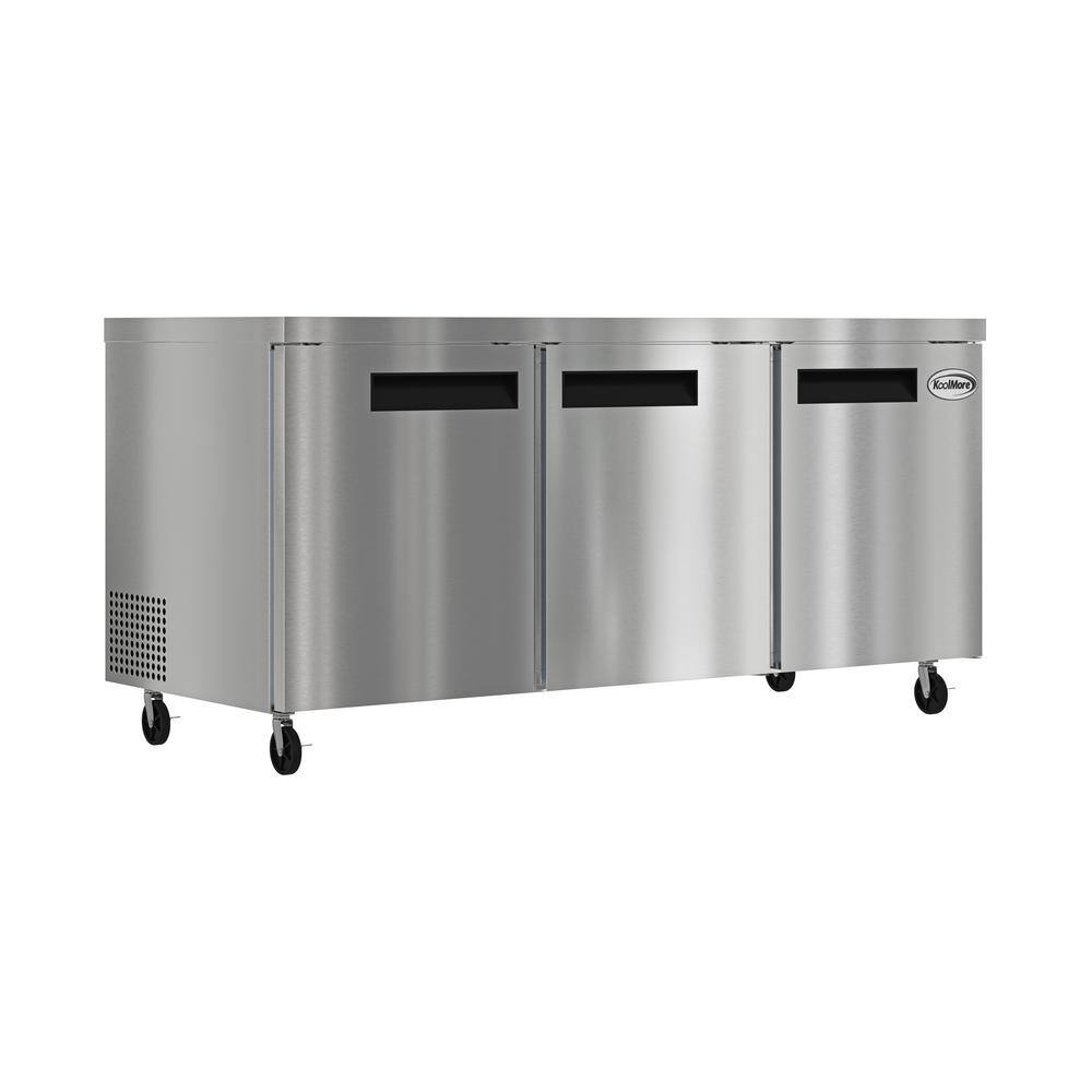 Koolmore 72 In. 18 cu. ft. Commercial Under the Counter Refrigerator in Stainless-Steel KM-UCR-3DSS