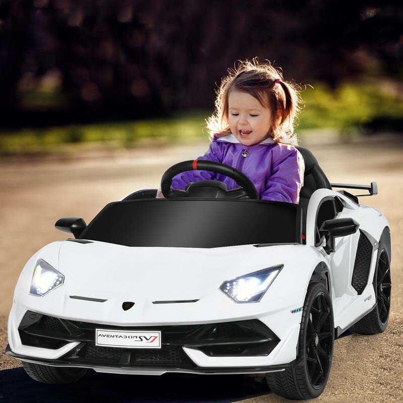 Licensed Lamborghini SVJ Kids Ride-On Car, 12V Battery Powered Sports Car Toy with Trunk & Remote