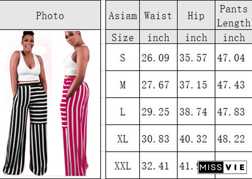 Colorblock Stripes Straight Wide-Leg Comfortable Casual Pants