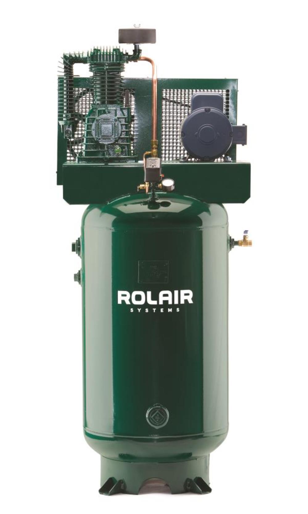 Rolair 5 HP (230V 1-Ph) 15.3 CFM@175PSI Vertical 80 Gall Compressor V5180K28B-19 from Rolair