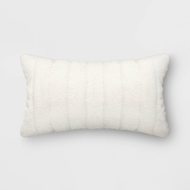 Oversized Channeled Boucle Lumbar Throw Pillow