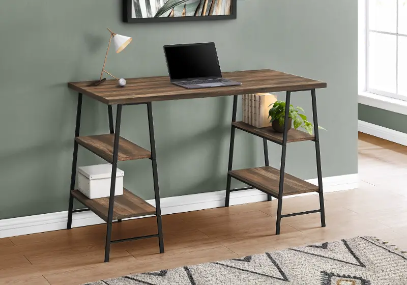 Industrial 48 Inch Brown Reclaimed Wood Computer Desk