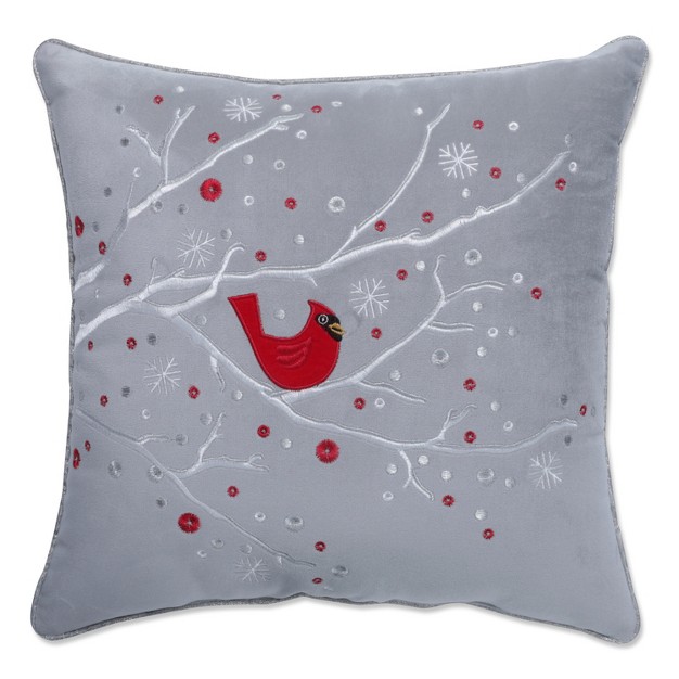 Velvet Christmas Cardinal Square Throw Pillow Gray Pillow Perfect