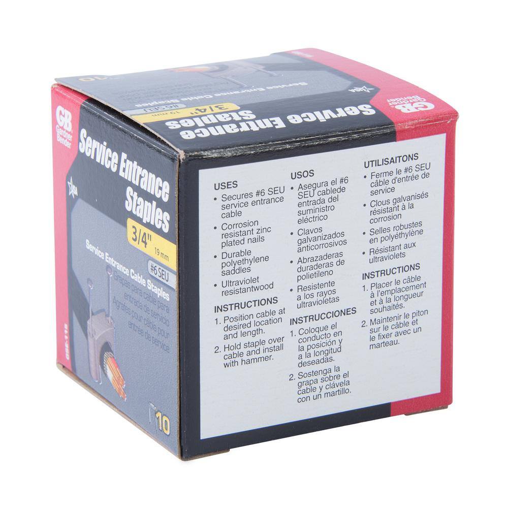 Gardner Bender 34 in. Polyethylene Service Entrance Cable Staples - Gray (10-Pack) GSE-115