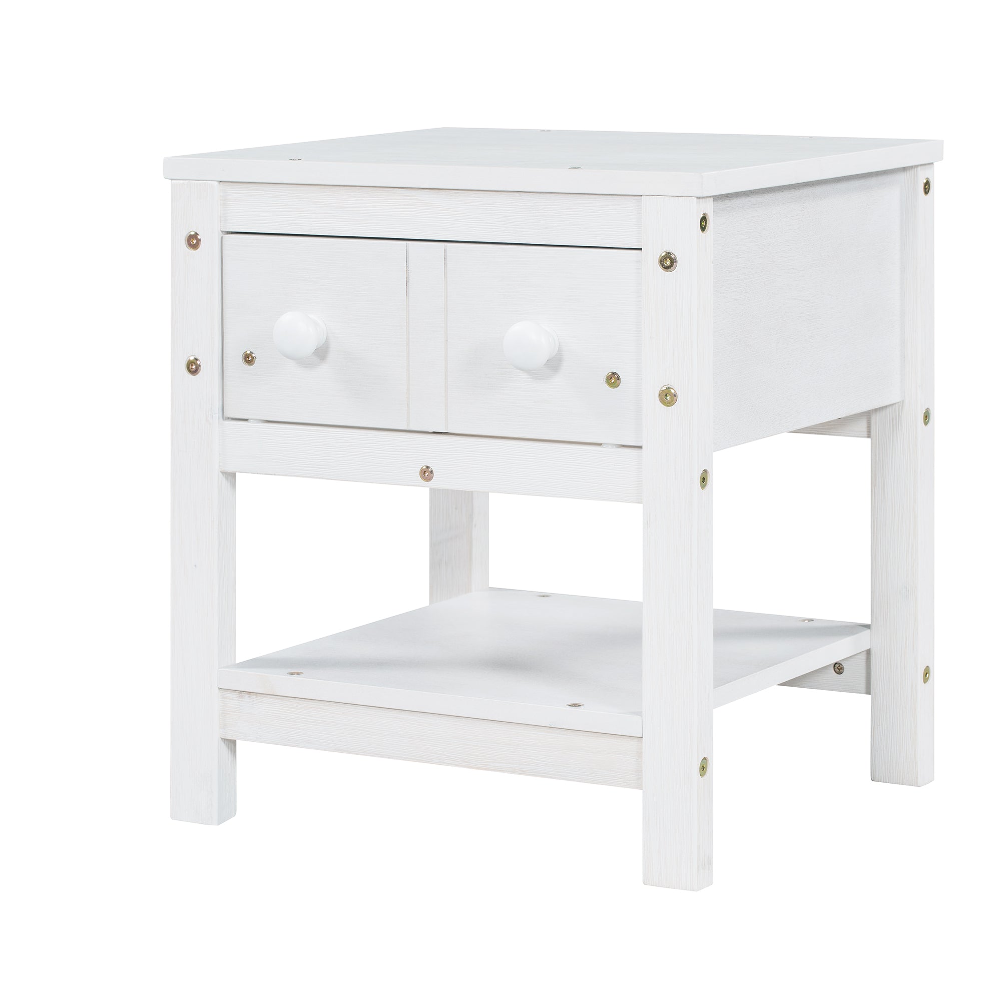 ikayaa Wooden Nightstand with One Drawer and One Shelf ,Modern Style Bedside Table(Set of 2) - White