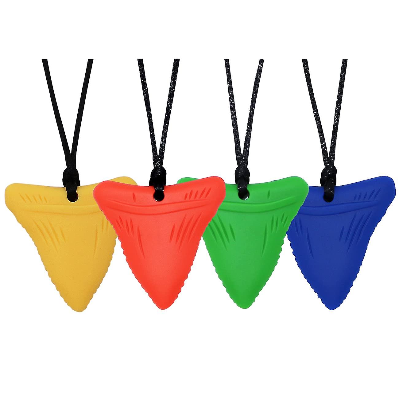 Sensory Chew Necklace For Kids And Adults， 4 Pack Silicone Chewing Pendant Chew Toys For Boys Girls With Autism， Adhd， Biting， Fidgeting Needs， Teethi