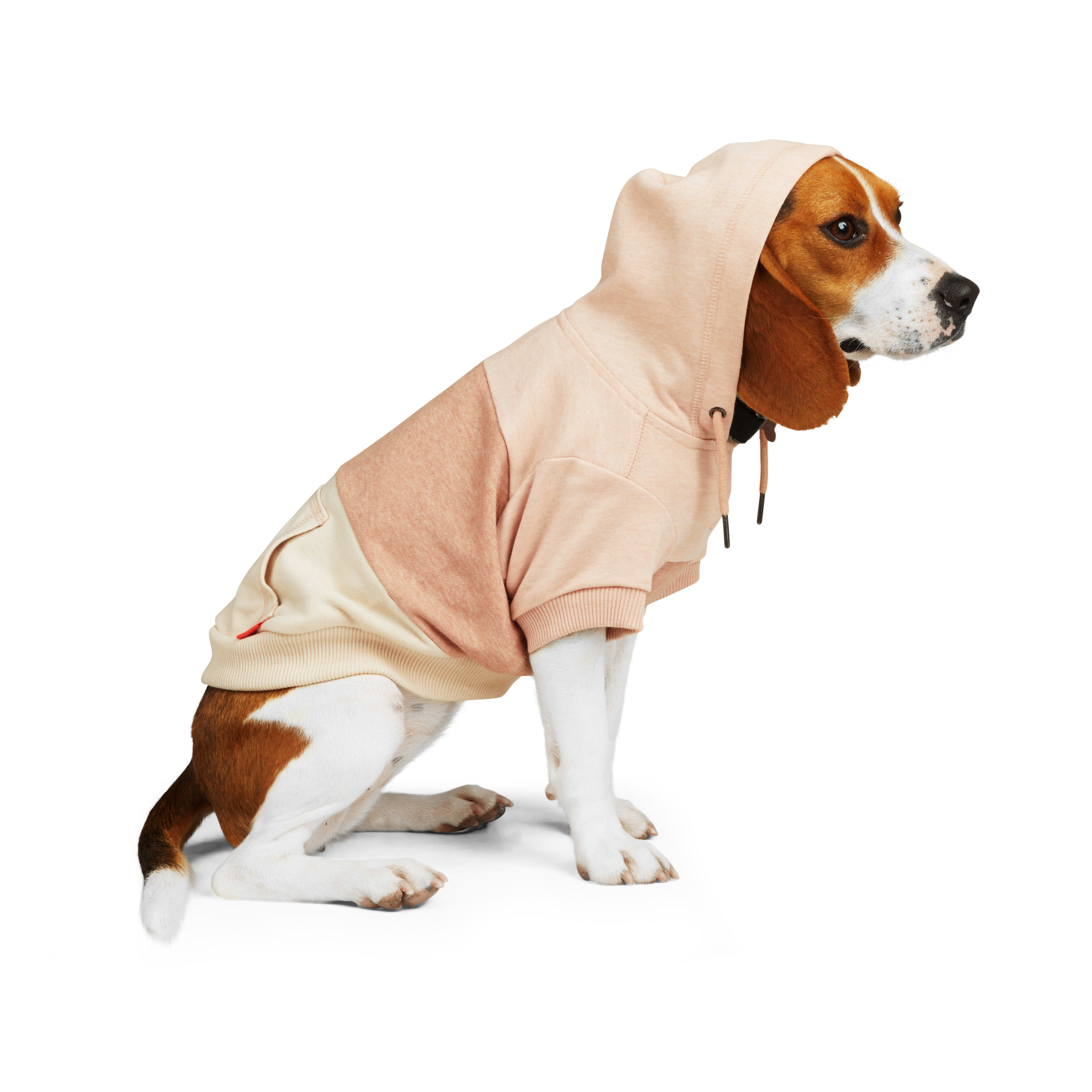 Reddy Pink/Taupe Colorblock Dog Hoodie， Small