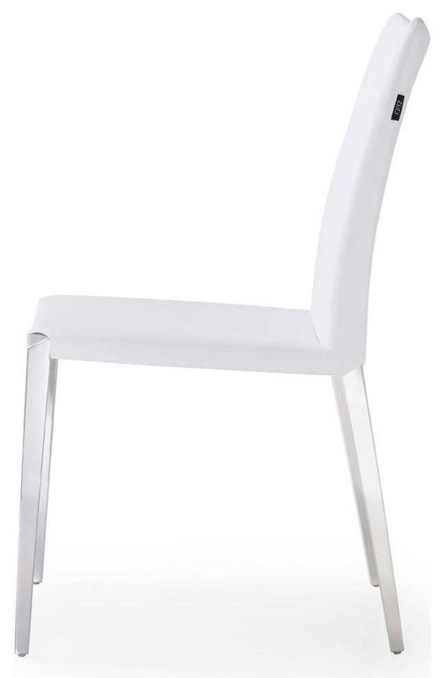 Jordan Dining Chair   White / Polished Stainless   Contemporary   Dining Chairs   by Zuri Furniture  Houzz