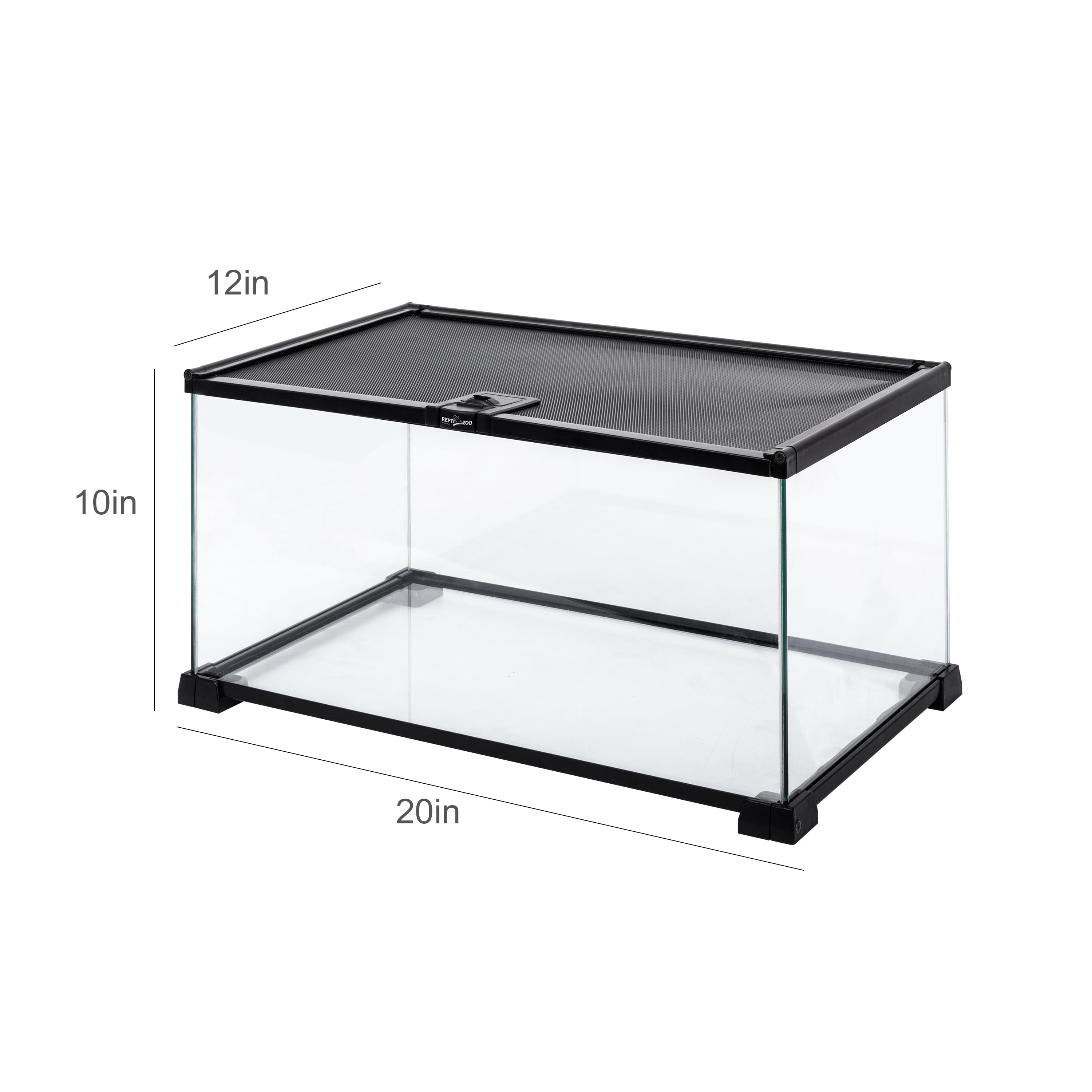 REPTIZOO Knock-Down Mini Glass Reptile Habitat， 360 Rotation Visually Reptile Terrarium 20”×12”×10”(10 gallon)，Easy Assembly