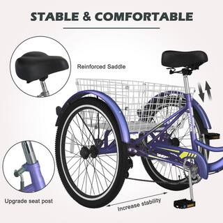 MOONCOOL Adult Tricycle 20 in. wheels rear storage basket Purple M-P20-ZS