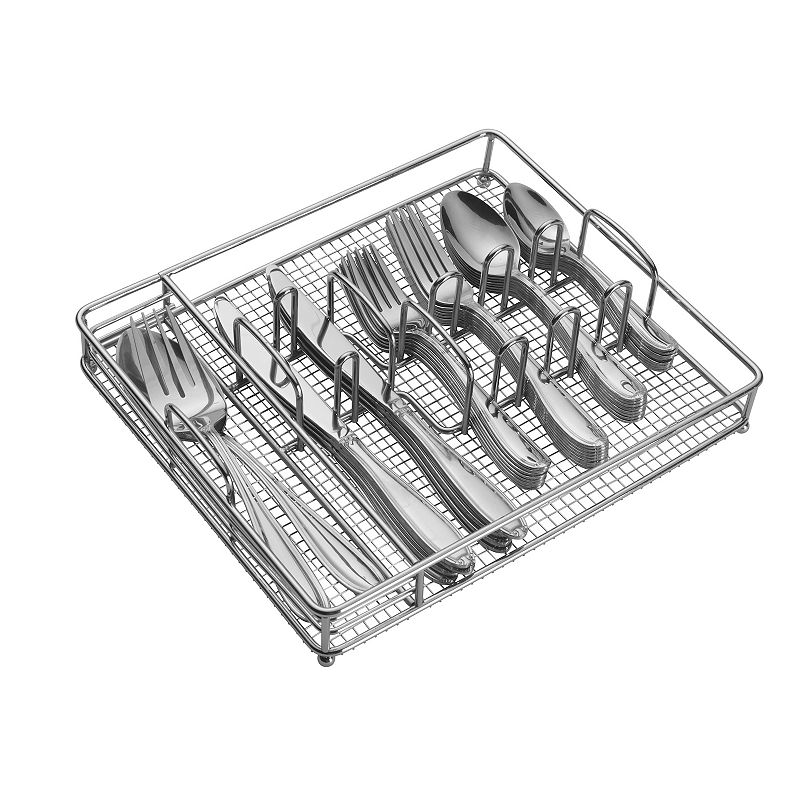 Pfaltzgraff Linden 42-pc. Flatware Set with Wire Caddy