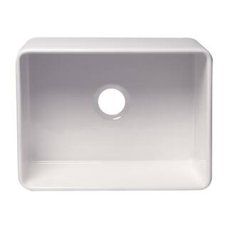 ALFI BRAND Fireclay 24 in. Single Bowl Farmhouse Kitchen Sink in White ABF2418-W