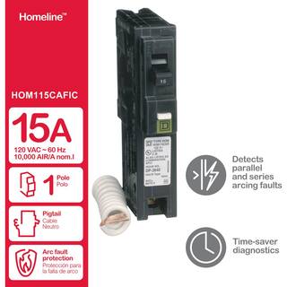 Square D Homeline 15 Amp Single-Pole Combination Arc Fault Circuit Breaker(HOM115CAFIC) HOM115CAFIC