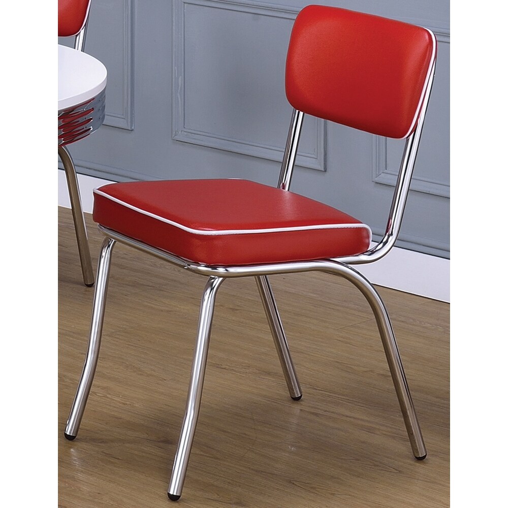 Nostalgic Bistro Retro Design Red Dining Chairs (Set of 2)