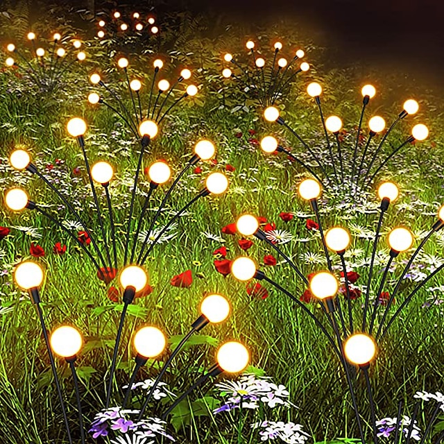 Solar Garden Light Waterproof Firefly Lights Outdoor Starburst Swaying Lights 2 Modes 6/8/10 Heads for Yard Patio Pathway Decoration