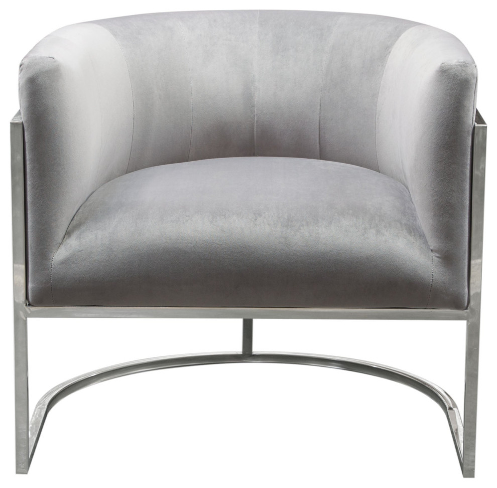 Pandora Accent Chair With Stainless Steel Frame  Gray Velvet   Contemporary   Armchairs And Accent Chairs   by AMOC  Houzz