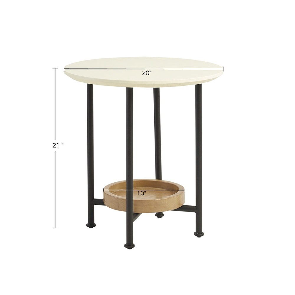 Madison Park Beauchamp White/ Natural End Table