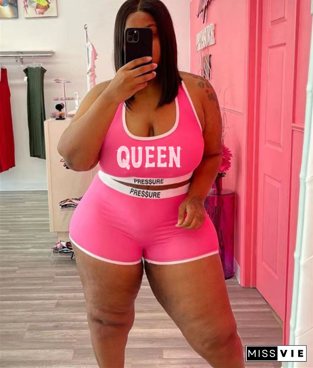 5XL Plus Size Tank Crop Tops and Shorts 2 Piece Set