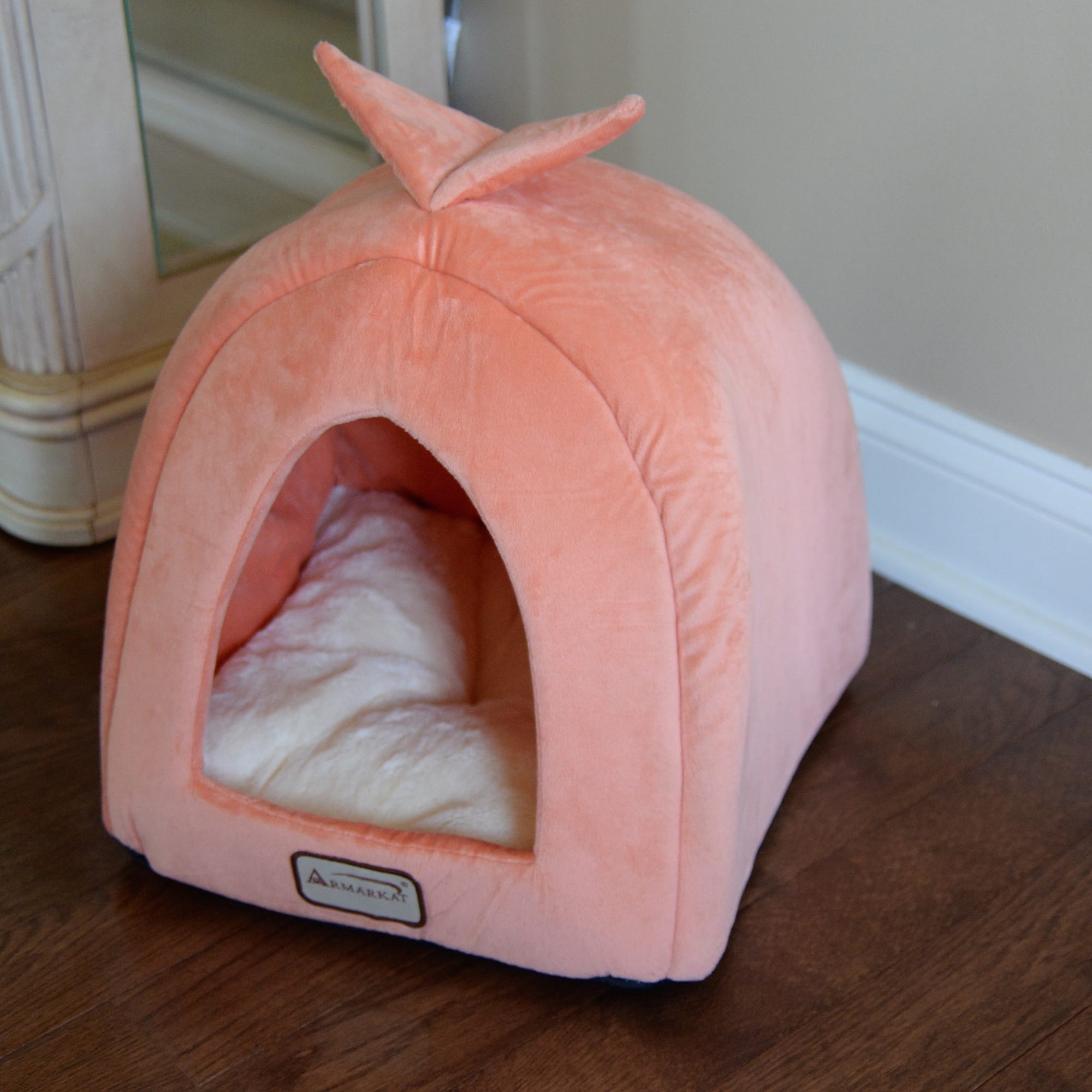 Armarkat Condo Cat Bed in Orange and Ivory， 14