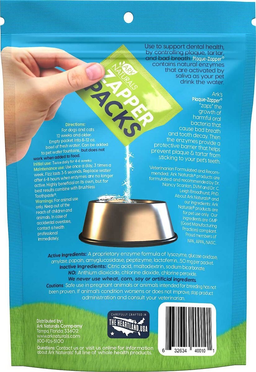 Ark Naturals Plaque-Zapper Small and Medium Dog and Cat Dental Water Additive Pouches