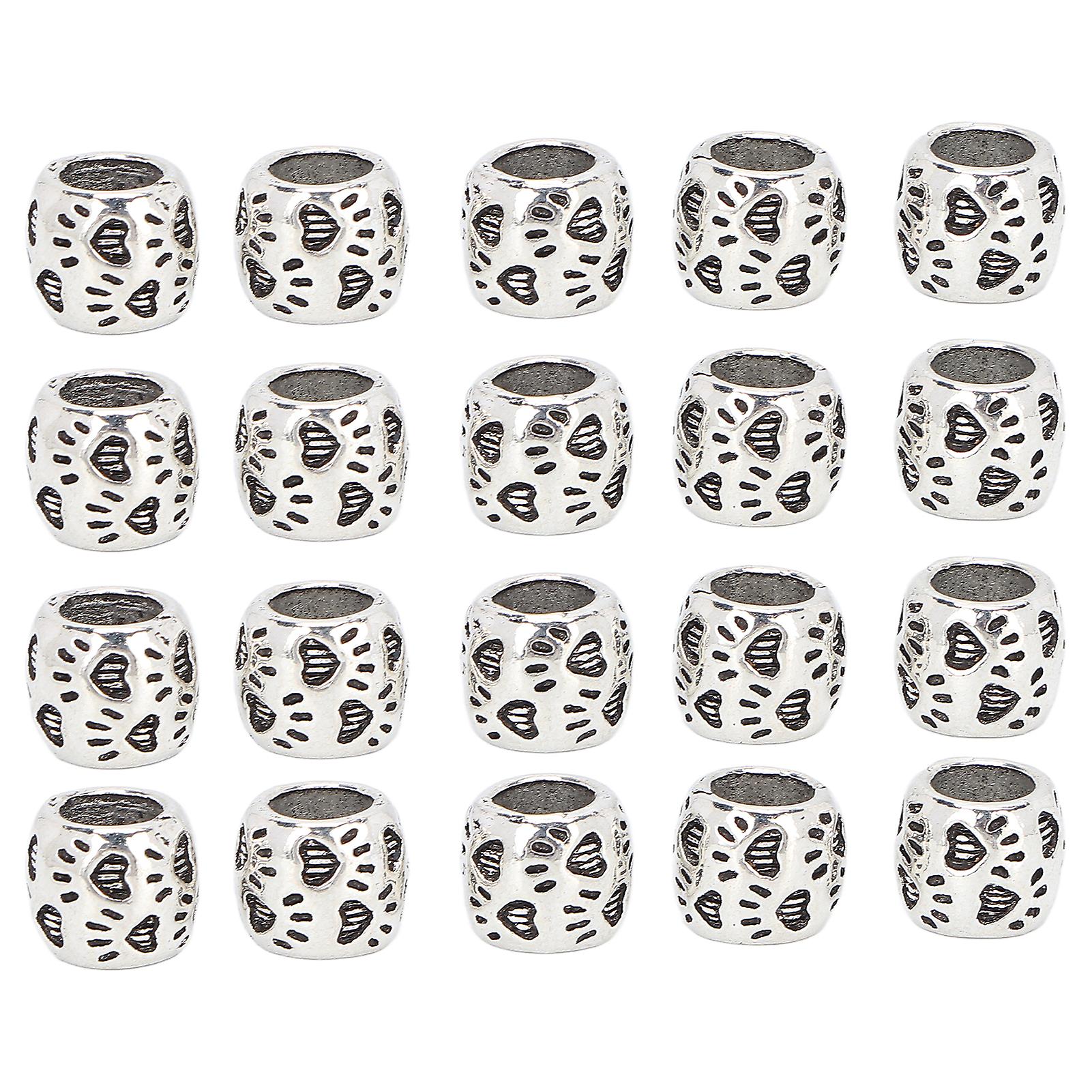 20pcs Diy Beard Beads Retro Silver Alloy Hair Braiding Dreadlocks Beads Accessories For Bracelet Pendant Necklace