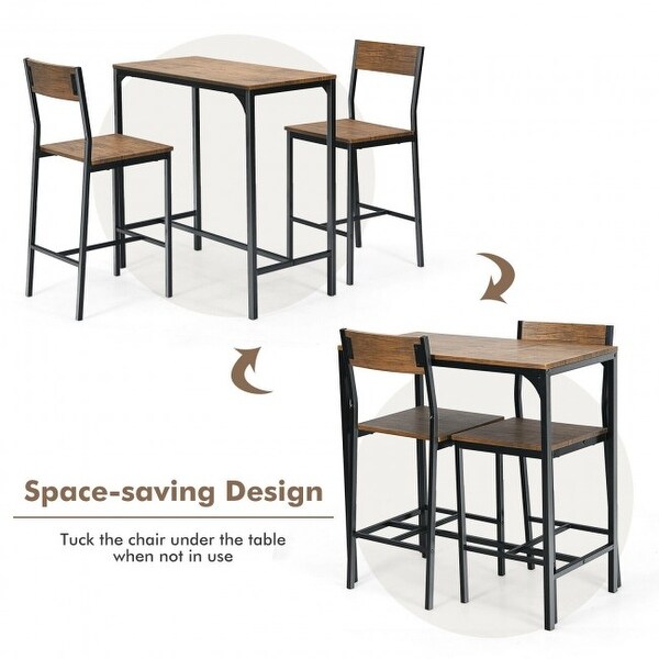 3 Pieces Bar Table Set with 2 Stools - 35.5