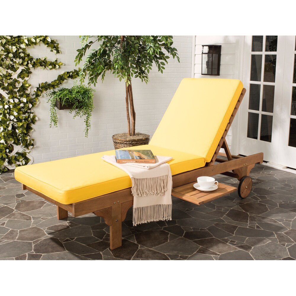 SAFAVIEH Outdoor Living Newport Brown/Yellow Cart Wheel Adjustable Chaise Lounge Chair   27.6\