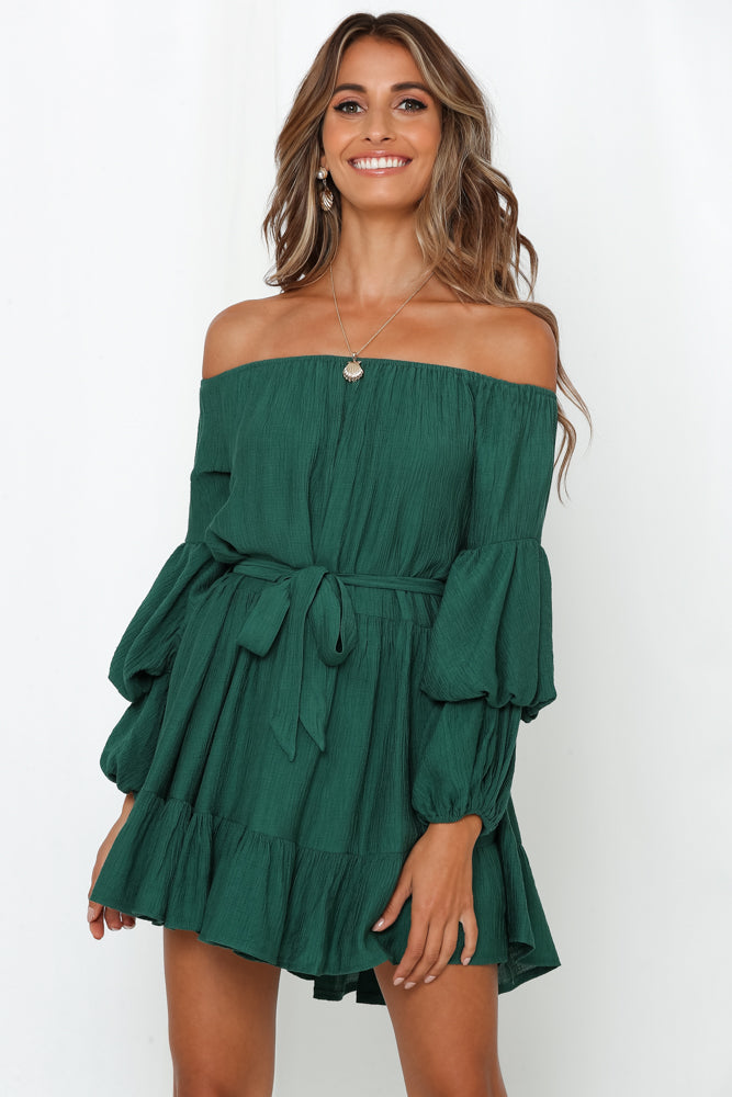 Always The Love Songs Dress Forest Green