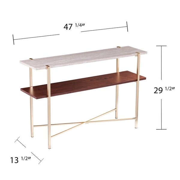 SEI Furniture Aldea Faux Marble Console Table w/ Storage