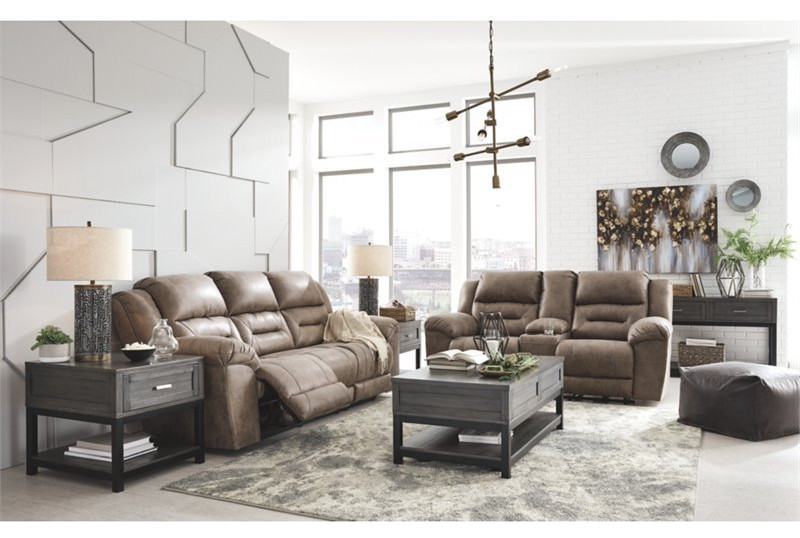 Signature Design by Ashley Stoneland Reclining Loveseat in Chocolate   Contemporary   Loveseats   by Homesquare  Houzz