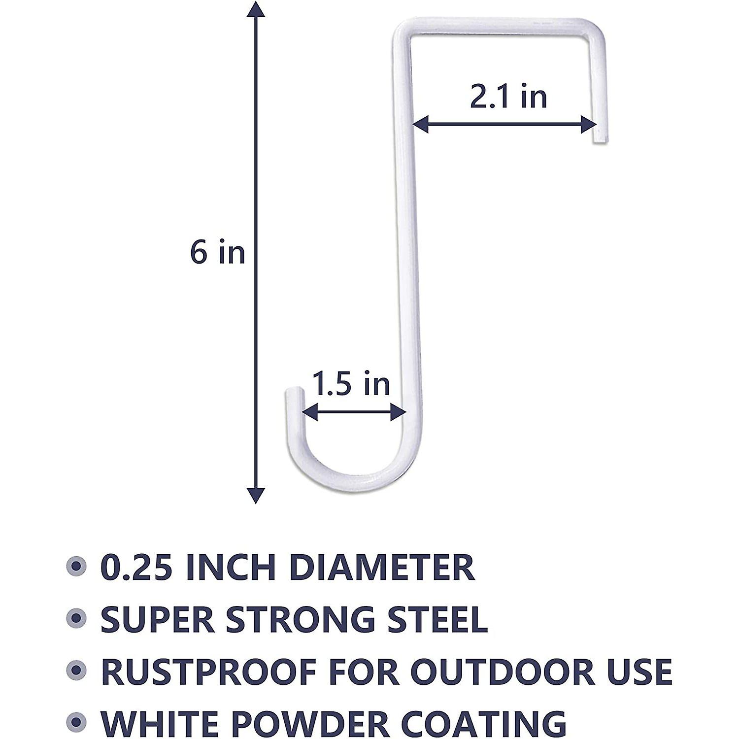 24pcs Vinyl Fence Hooks， 2 X 6 Inches Patio Hooks， White Powder Coated Steel Fence Hooks Hangers For Hanging Plants， Lights， Pool Equipment