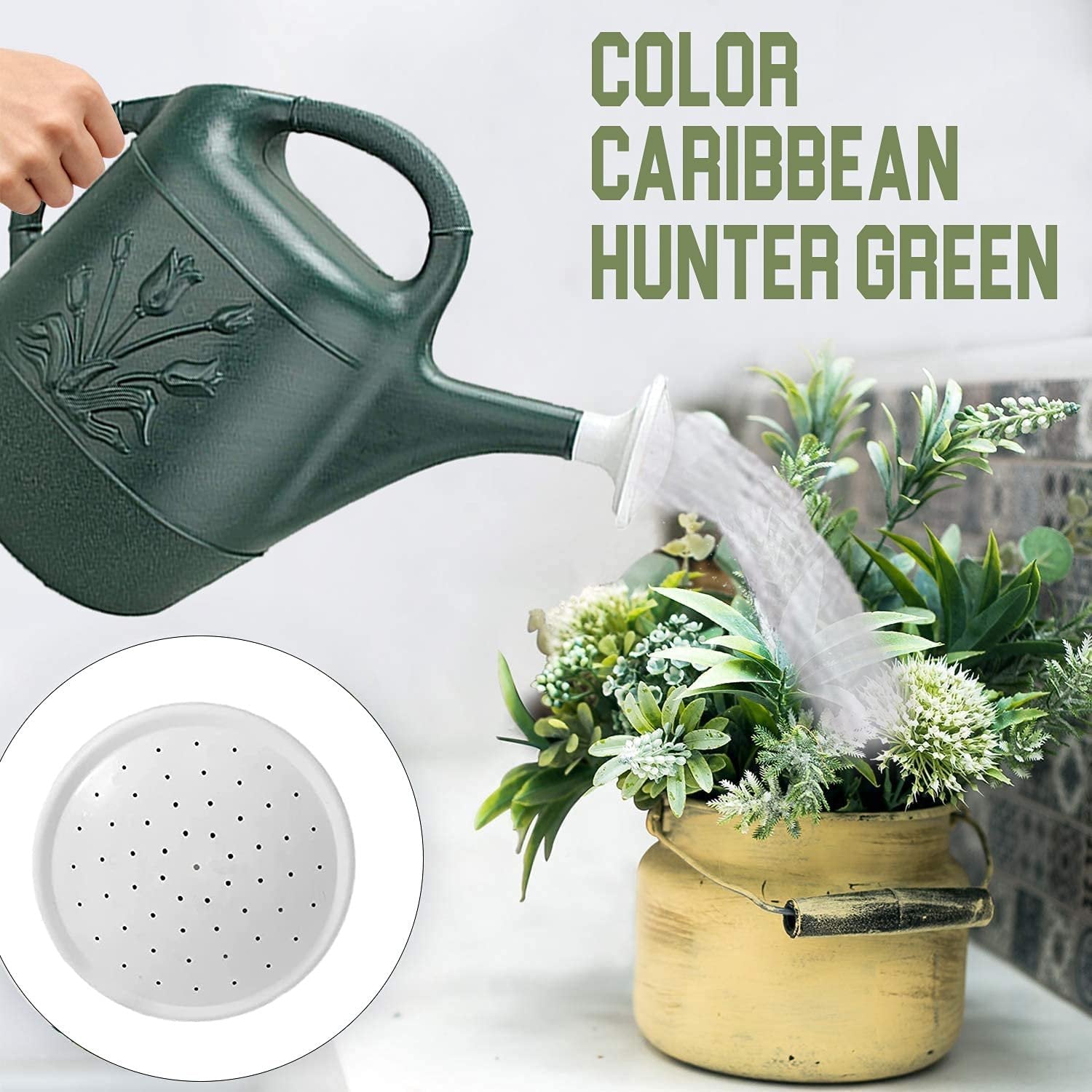 2 Gallon Watering Can - Hunter Green Pkg/3， Hunter Green