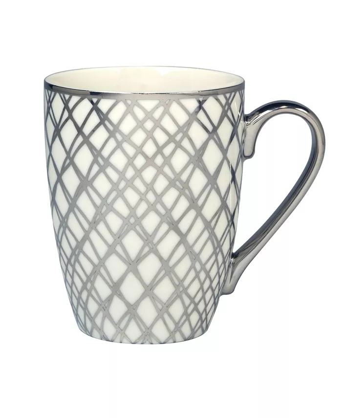 Certified International Matrix Silver-Tone Plated Tapered Mugs Set of 6