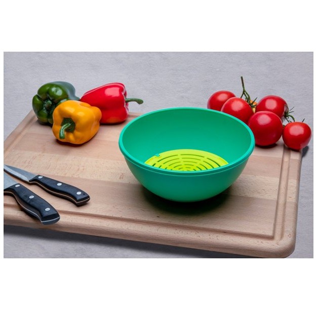 Jokari Fruit And Vegetable Salad Storage Bowl With Slotted Strainer Base Comes With Sealed Lid