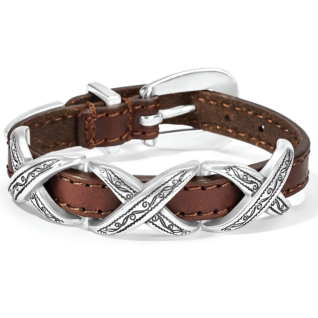 Brighton  Kriss Kross Etched Bandit Bracelet in Brown