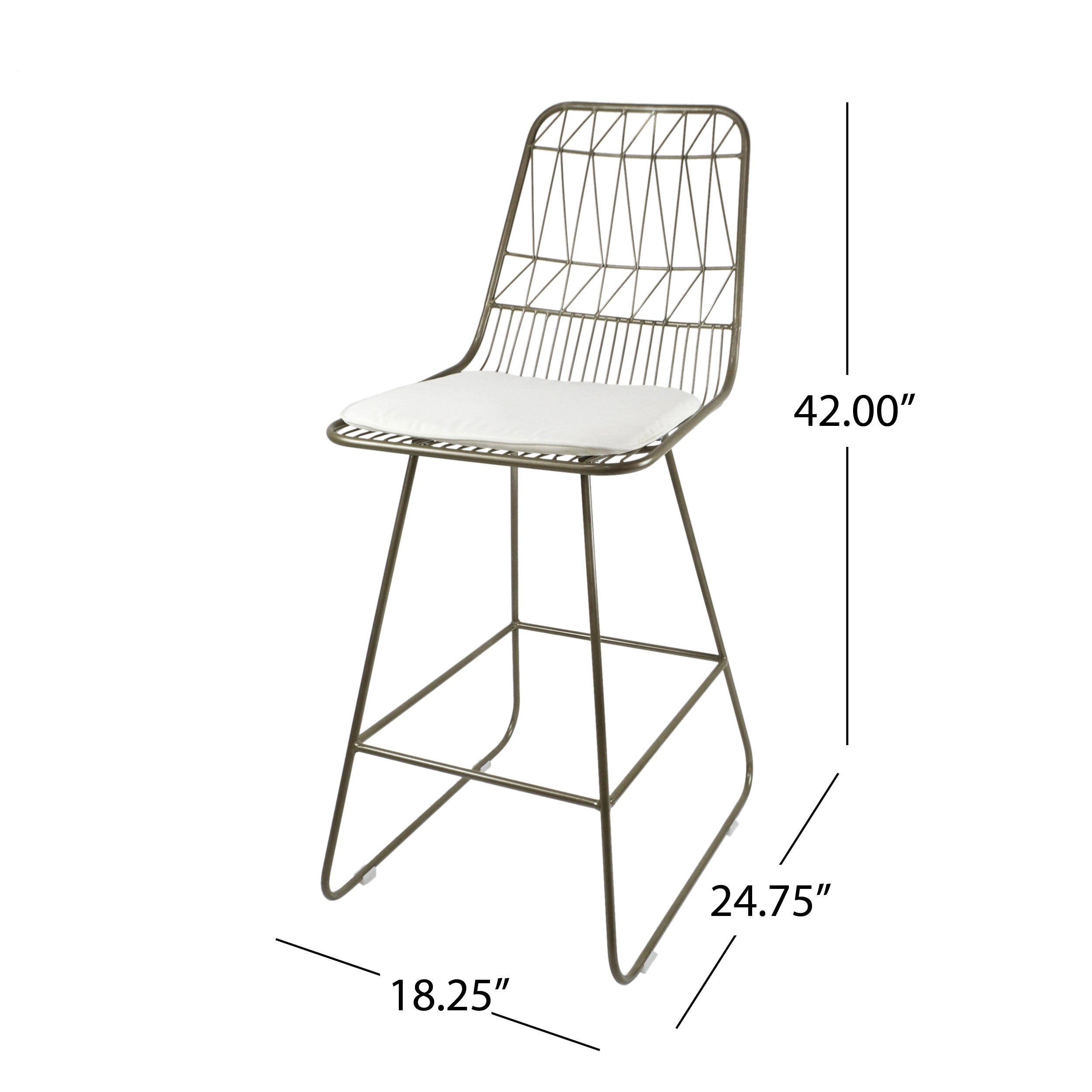 Hedy Outdoor Wire Counter Stools with Cushions (Set of 2)