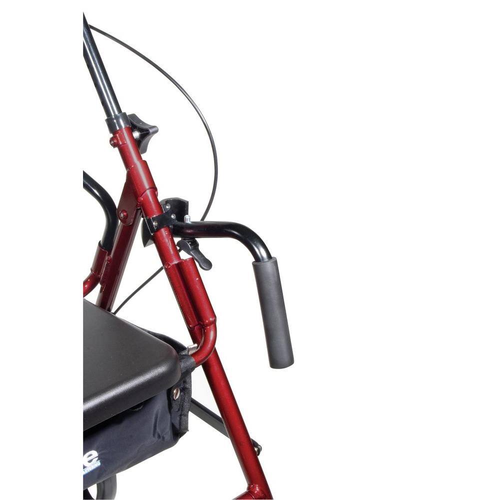 Drive Medical Duet Dual Function Transport Wheelchair Rollator Rolling Walker Burgundy 795BU