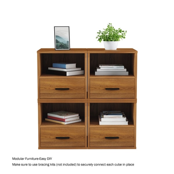 Hastings Home Cube End Table with Drawer - 15.75