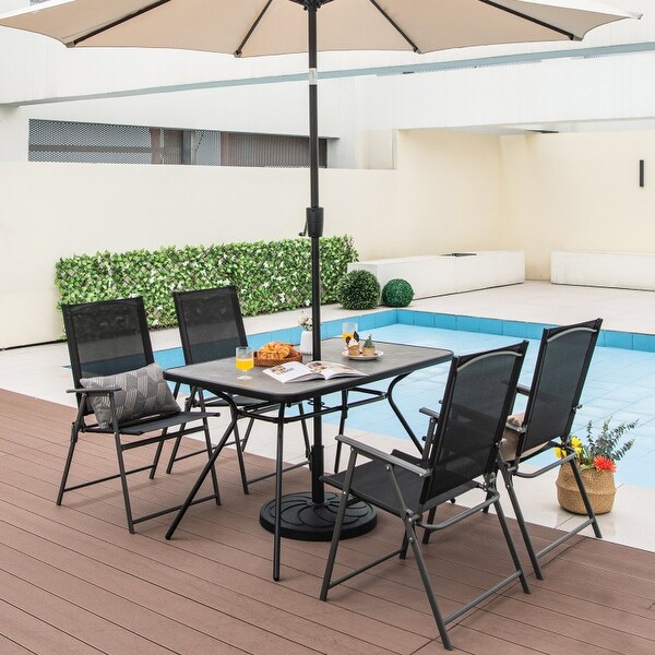 49 Inch Patio Rectangle Dining Table with Umbrella HoleGray