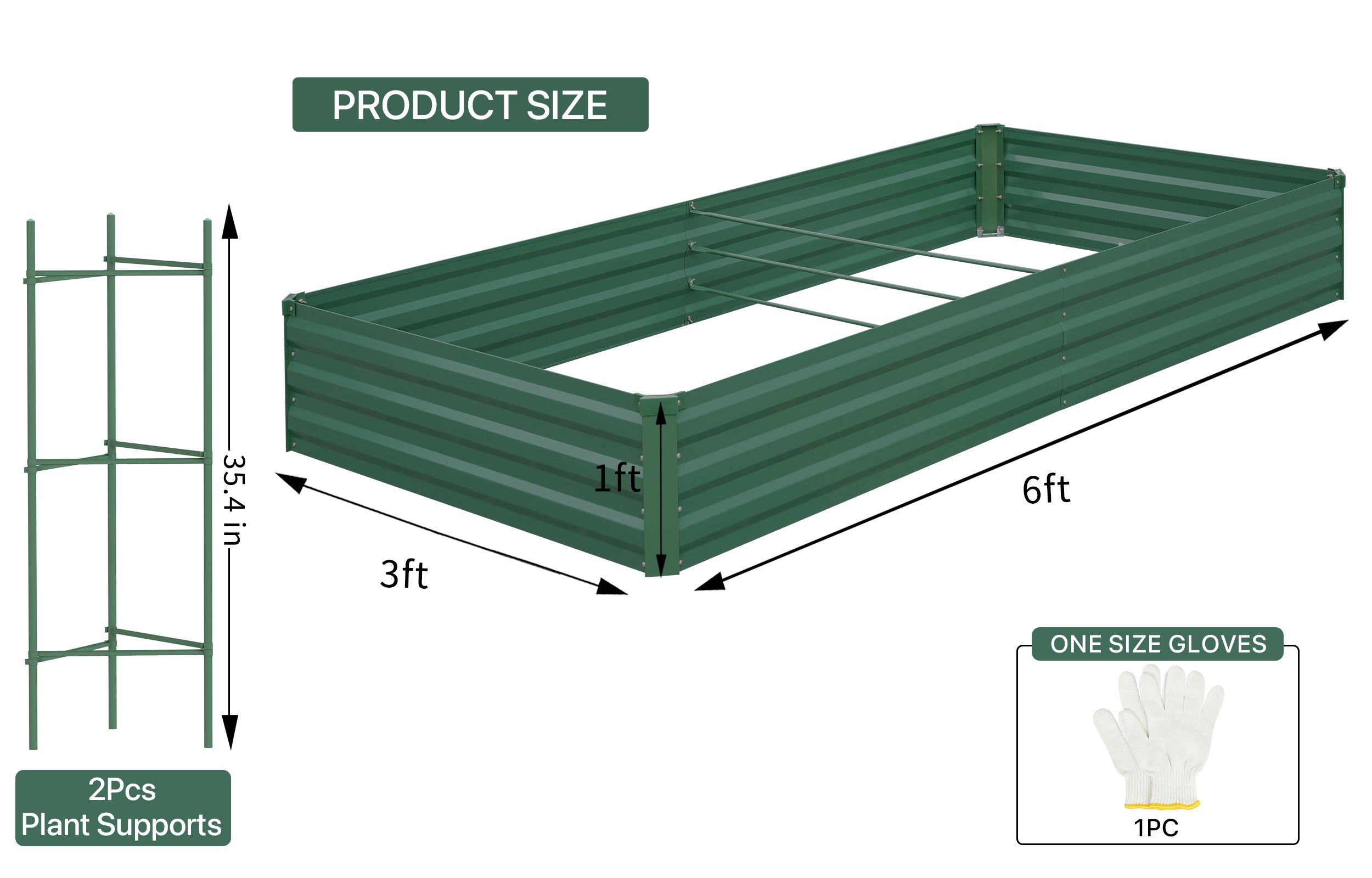 Galvanized Raised Garden Bed 72x36x12 inch Metal Outdoor for Gardening Vegetables Flower Garden Large Raised Planter Box Color Green