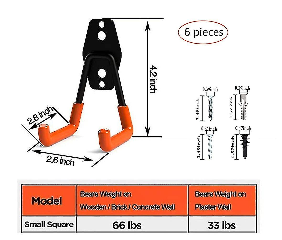 Garage Hooks ，steel Garage Wall Hooks ，small U Garden Storage Hooks For Organizing Power Tool，laddy，