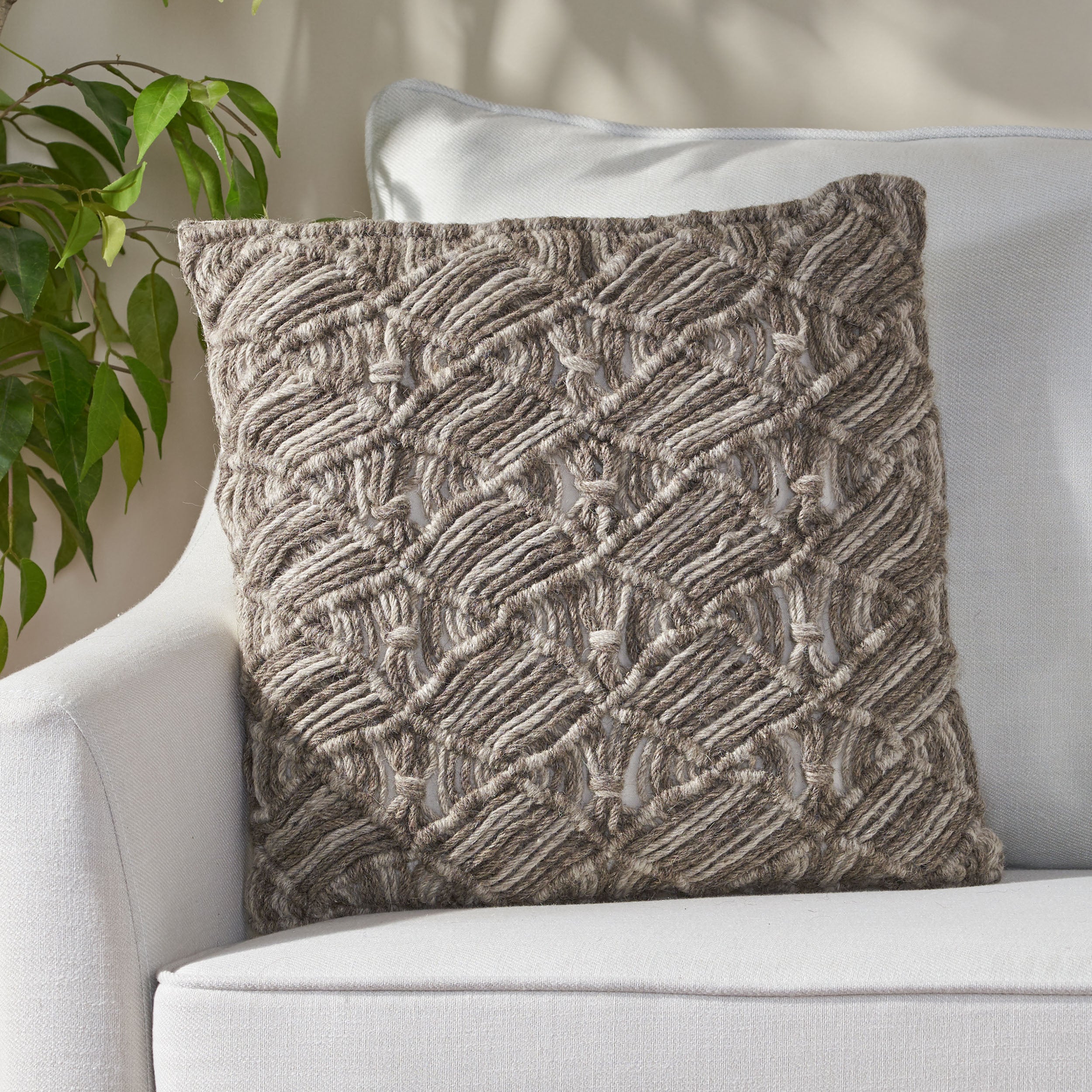 Jeniah Macrame Boho Throw Pillow