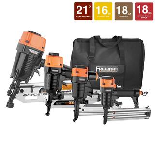 Freeman Pneumatic Framing and Finishing Nailer and Stapler Kit with Bag and Fasteners (4-Piece) P421645040