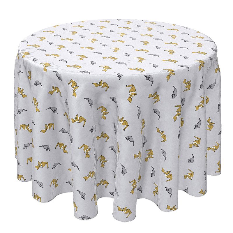 Round Tablecloth， 100% Cotton， 60 Round， Origami Cats