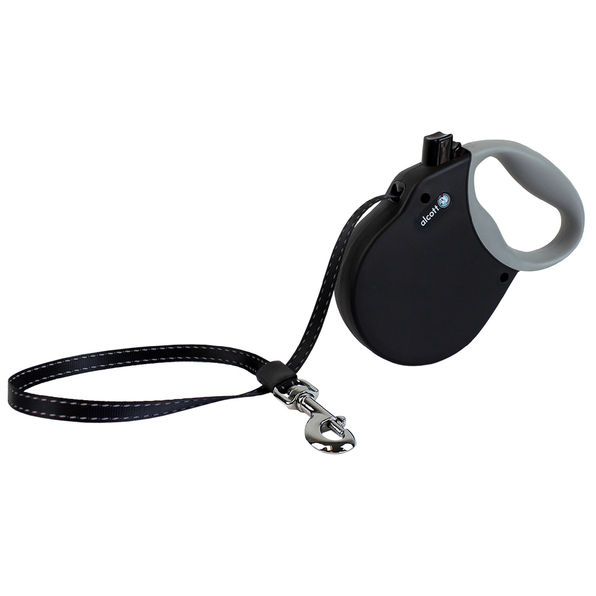 alcott Black Adventure Retractable Dog Leash for Dogs Up To 110 lbs.， 16 ft.