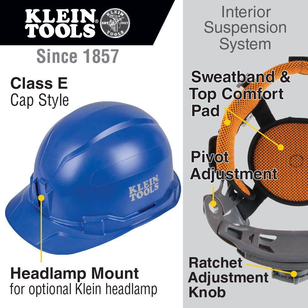 Klein Tools Blue Hard Hat Non-Vented Cap Style 60248