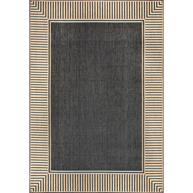 Arba Machine Woven / Power Loomed Navy Blue Indoor/Outdoor Patio Rug